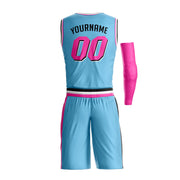 Light Blue-Pink Custom Basketball Jersey and Shorts Team Uniform Set Bulk