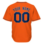 Orange-Navy Blue Custom Baseball Jersey Back
