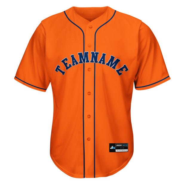 Orange-Navy Blue Custom Baseball Jersey Front