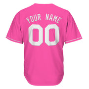 Pink-White Custom Baseball Jersey Back