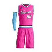 Pink-White Custom Basketball Jersey and Shorts Team Uniform Set