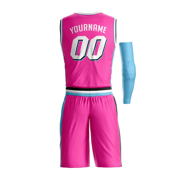 Pink-White Custom Basketball Jersey and Shorts Team Uniform Set Bulk