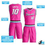 Pink-White Custom Basketball Jersey and Shorts Team Uniform Set Bulk Customized