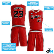 Red-Black Custom Basketball Full Team Uniform Set