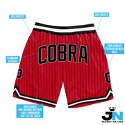 Red-Black Pinstripe Custom Basketball Shorts Customized