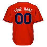 Red-Navy Blue Custom Baseball Jersey Back