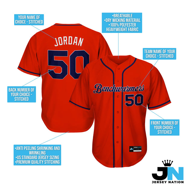 Red-Navy Blue Custom Baseball Jersey Bulk Customized