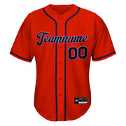 Red-Navy Blue Custom Baseball Jersey Front