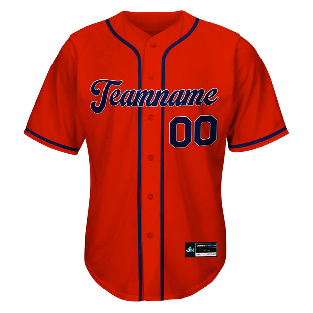 Red-Navy Blue Custom Baseball Jersey Front