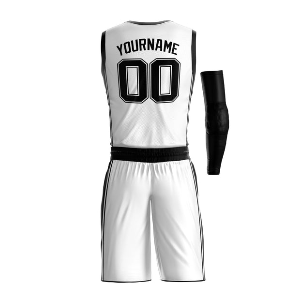 White-Black Custom Basketball Jersey and Shorts Team Uniform Set Bulk