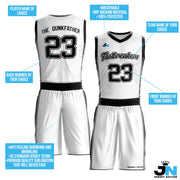 White-Black Custom Basketball Jersey and Shorts Team Uniform Set Bulk Customized