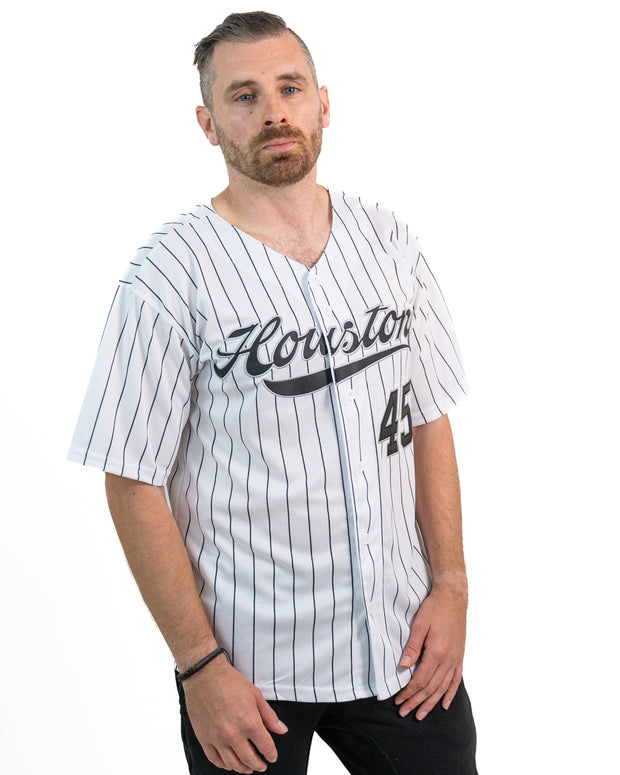 White-Black Pinstripe Custom Baseball Jersey