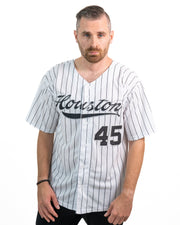 White-Black Pinstripe Custom Baseball Jersey Model 2