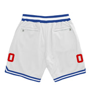 White Blue-Red Custom Basketball Shorts Back
