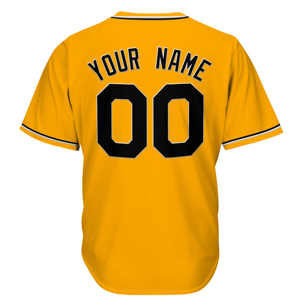 Yellow-Black Custom Baseball Jersey Black