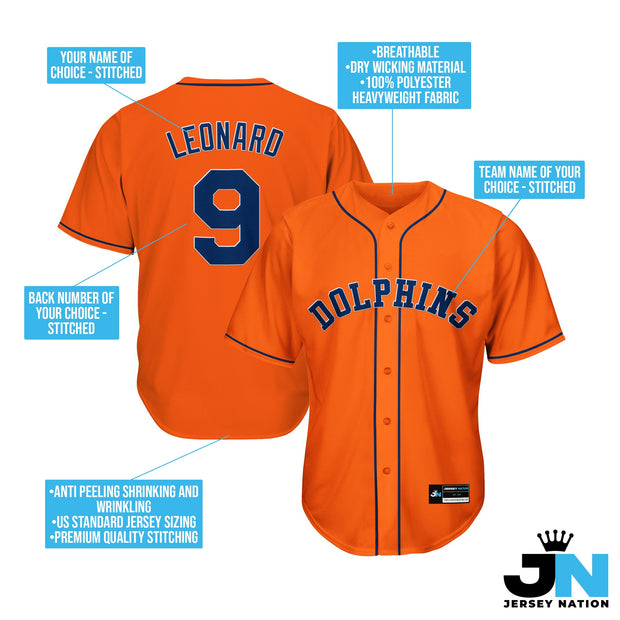 Orange-Navy Blue Custom Baseball Jersey Back Bulk Customized
